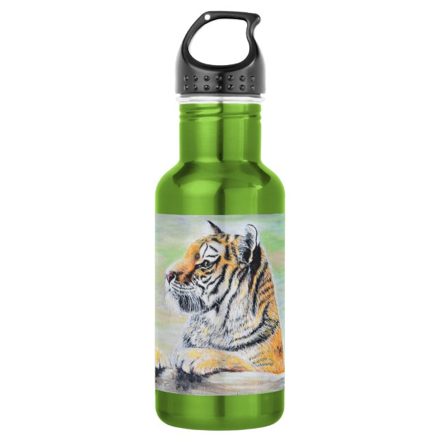 Botella De Agua Curiosa pintura de tigres (Anverso)