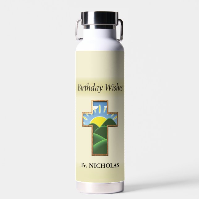Botella De Agua Curso de cumpleaños entre sacerdotes personalizado (Delantero)