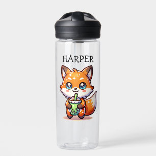 Botella De Agua Curte Kawaii Fox con té de burbuja personalizado