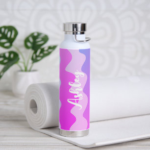 Botella De Agua Curvas rosas PERSONALIZADO Nombre de Moda personal