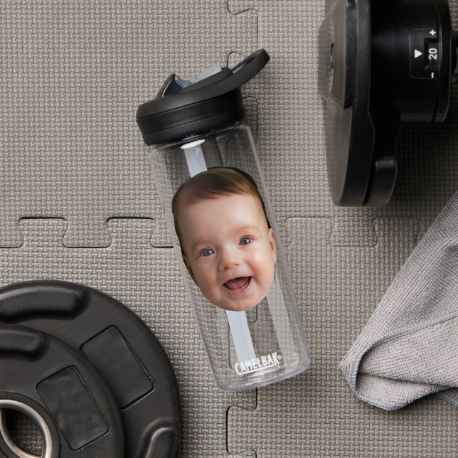 Botella De Agua Custom Baby Face, Funny custom photo (Gimnasio (girado))