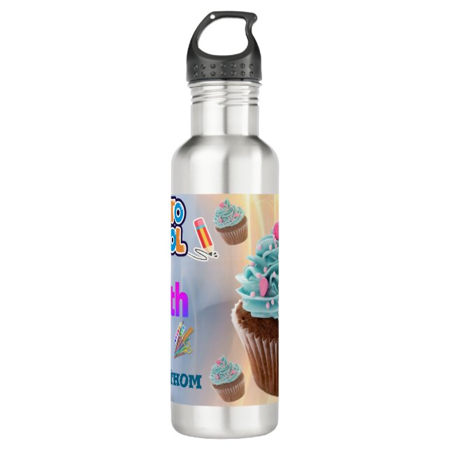Botella De Agua Custom Cupcake Back to School Water Bottles (Anverso)