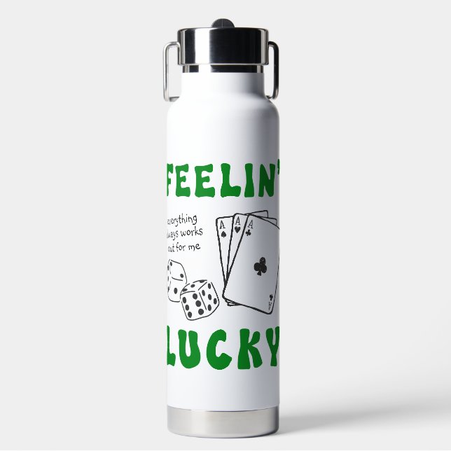 Botella De Agua Custom Feelin' Lucky Positive Affirmation & Aces (Frente)
