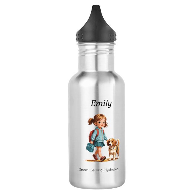 Botella De Agua Custom Girl & Dog School Bottle (Izquierda)