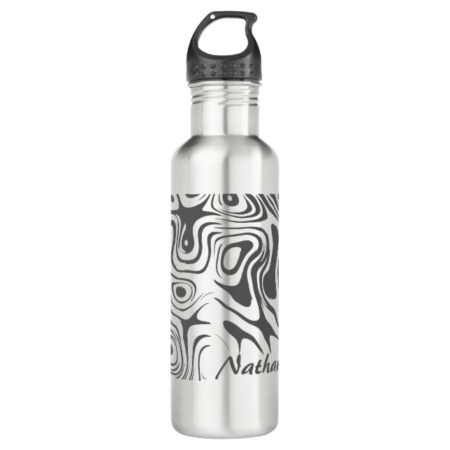Botella De Agua Custom Grey Abstract Swirly Pattern Personalised (Anverso)