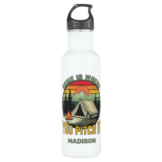 Botella De Agua Custom Name Camping (Anverso)