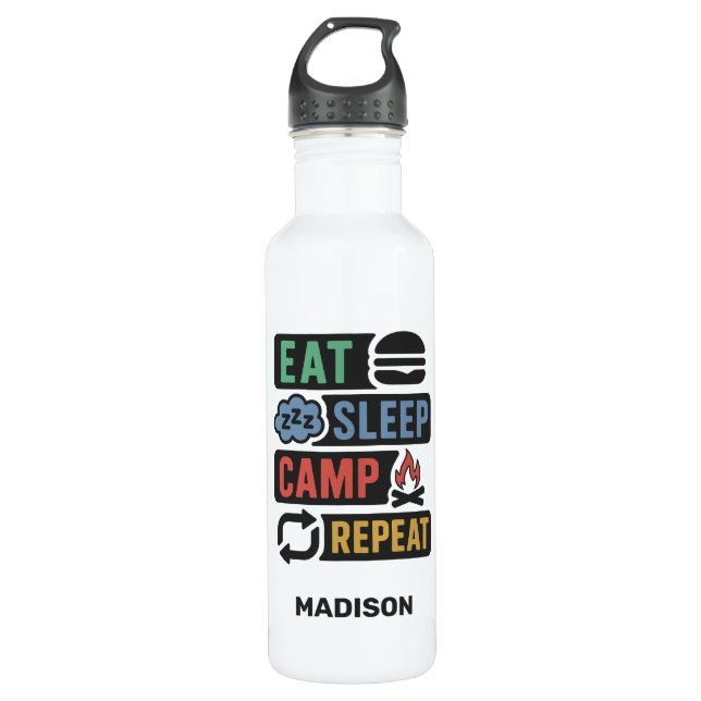 Botella De Agua Custom Name Camping (Anverso)