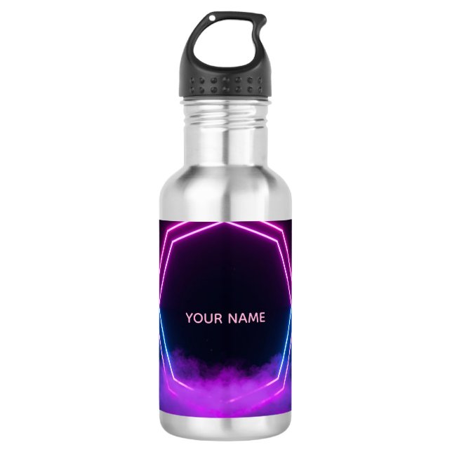 Botella De Agua Custom Name Retro 80s Neon Water Bottle (Anverso)