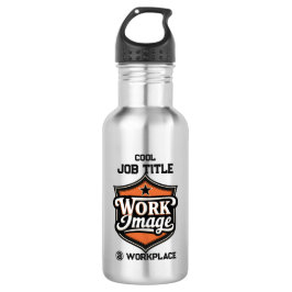 Botella De Agua Custom Photo Personalized Job Title & Workplace 
