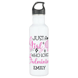 Botella De Agua Custom This Girl Loves Badminton Girly Pink