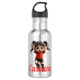 Botella De Agua Customisable Chibi Style Girl Soccer Player
