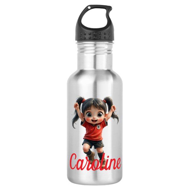 Botella De Agua Customisable Chibi Style Girl Soccer Player (Anverso)