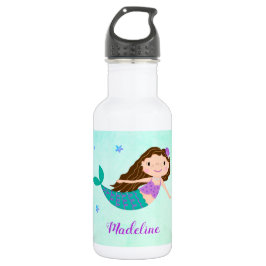 Botella De Agua Cuta sirena morada Purpurina Aqua