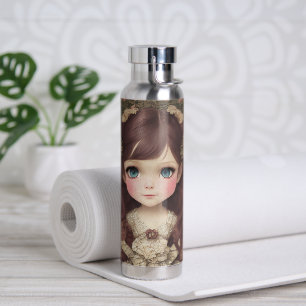 Botella De Agua Cute Adorable Estilo Vintage Chibi Kawaii Chica Ar