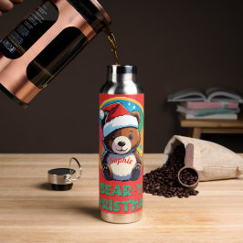 Botella De Agua Cute Adorable Kawaii Chibi Oso Navidad