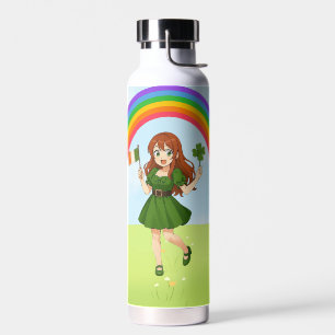 Botella De Agua Cute anime pelirroja Día de San Patricio  