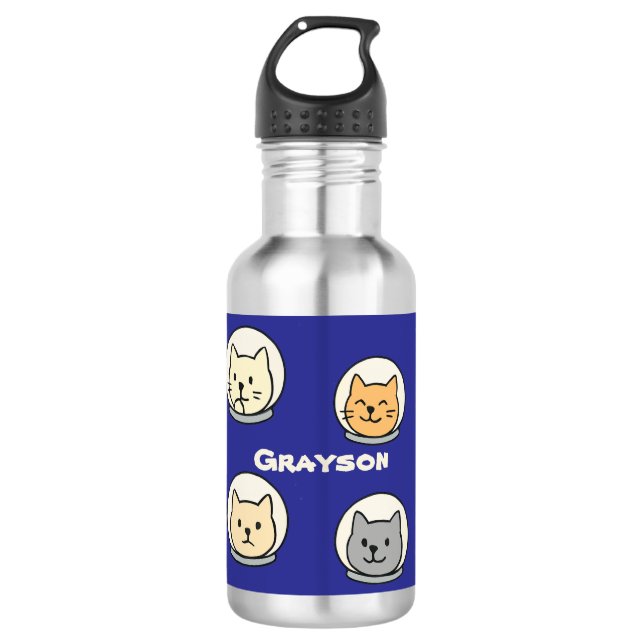 Botella De Agua Cute Astronaut Cat Bottle With Name (Anverso)