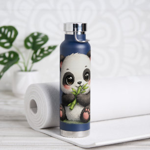 Botella De Agua Cute Baby Panda Comiendo Bamboo Acero Inoxidable 
