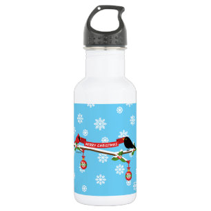 Botella De Agua Cute Blackbird Y Cardenal En Sucursal - MERRY XMAS