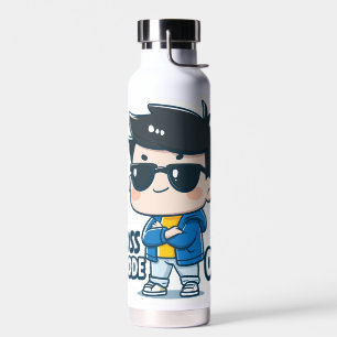 Botella De Agua Cute Boss Mode Activado Pegatina de Dibujos Divert