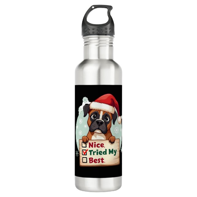 Botella De Agua Cute Boxer dog Dog Christmas Nice Tried my Best  ( (Anverso)
