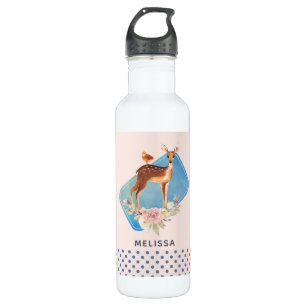 Botella De Agua Cute Brown Watercolor Deer Rustic Elegance