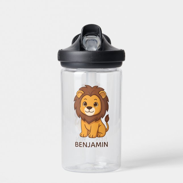 Botella De Agua Cute Cartoon Lion Custom Name (Delante)