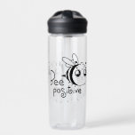 Botella De Agua Cute Chibi Bee ilustracion Cita<br><div class="desc">Dibujo de línea de una abeja de burbujas que te dice que eres positivo.</div>