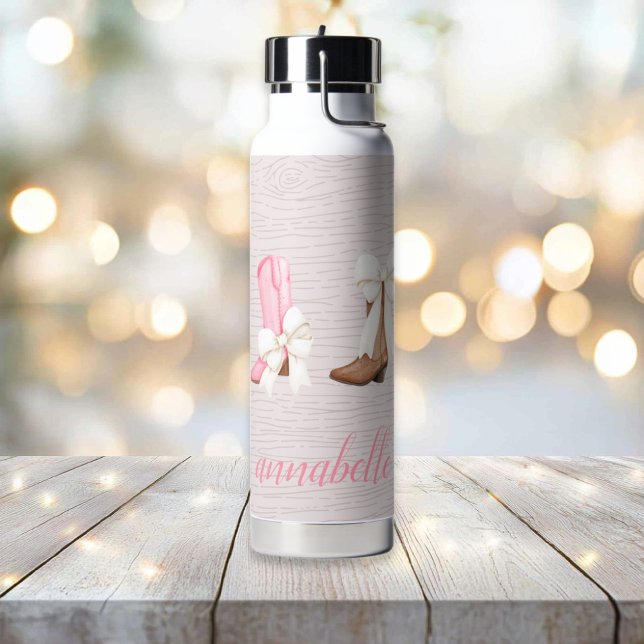 Botella De Agua Cute Coquette Cowgirl Boots personalizado (Cute Coquette Cowgirl Boots Personalized Water Bottle)