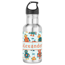 Botella De Agua Cute Customizable Robot Print