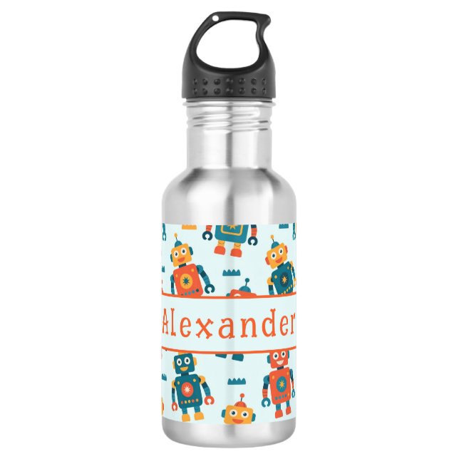 Botella De Agua Cute Customizable Robot Print (Anverso)