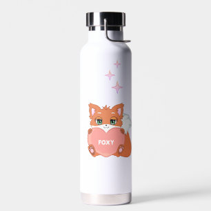 Botella De Agua Cute Divertido Feliz Zorro Pequeño Sosteniendo un