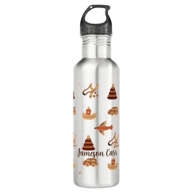 Botella De Agua Cute Divertido Niños Marrones Blancos Juguetes Avi (Anverso)