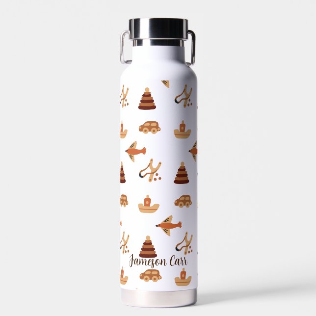 Botella De Agua Cute Divertido Niños Marrones Blancos Juguetes Avi (Delantero)