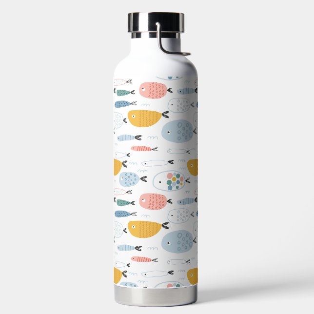 Botella De Agua Cute Doodle School of Fish Pattern (Izquierda)