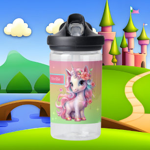 Botella De Agua Cute fantasy unicorn añadir nombre