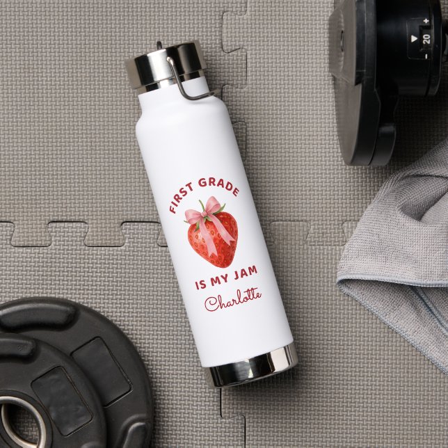 Botella De Agua Cute First Grade is my jam Back to School Teacher (Gimnasio (girado))