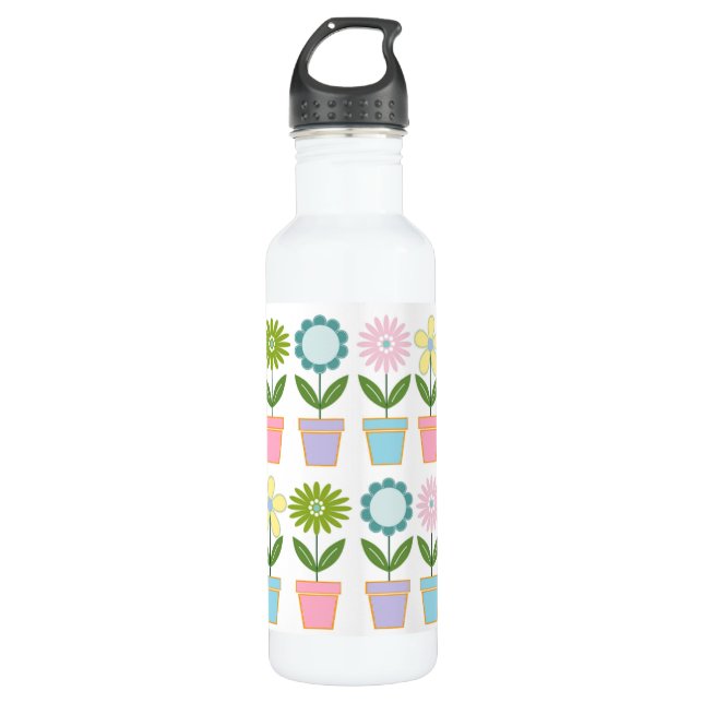 Botella De Agua Cute Flower Pots Pattern (Anverso)