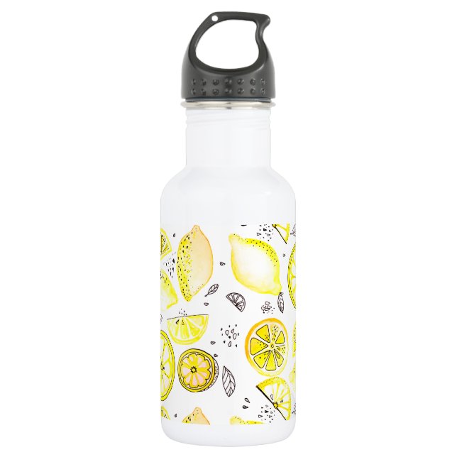 Botella De Agua Cute Fresco Verano Citrus Lemon Doodle Amarillo Gr (Anverso)