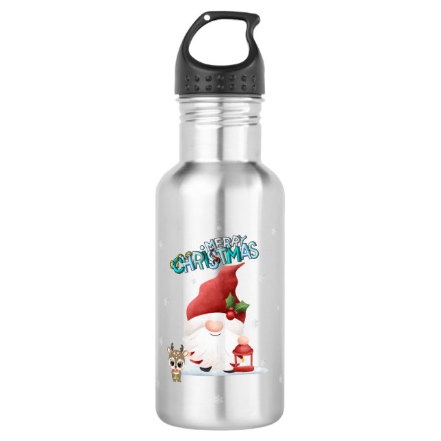 Botella De Agua Cute Gnome Santa Claus Reindeer (Anverso)