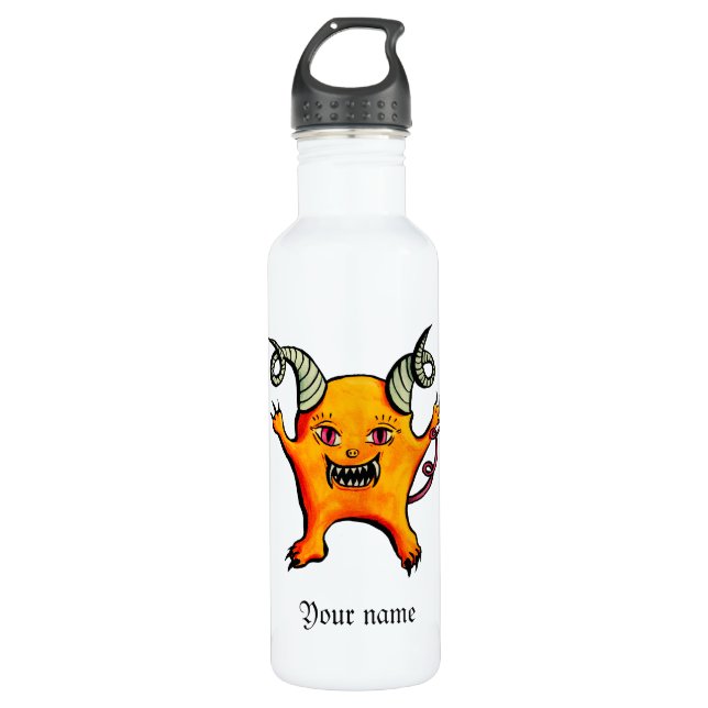 Botella De Agua Cute Gótico Raro Horn Devil Nombre (Anverso)