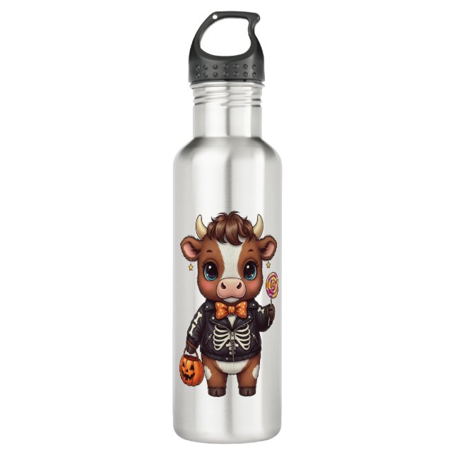 Botella De Agua Cute gracioso Halloween Highland Cow (Anverso)