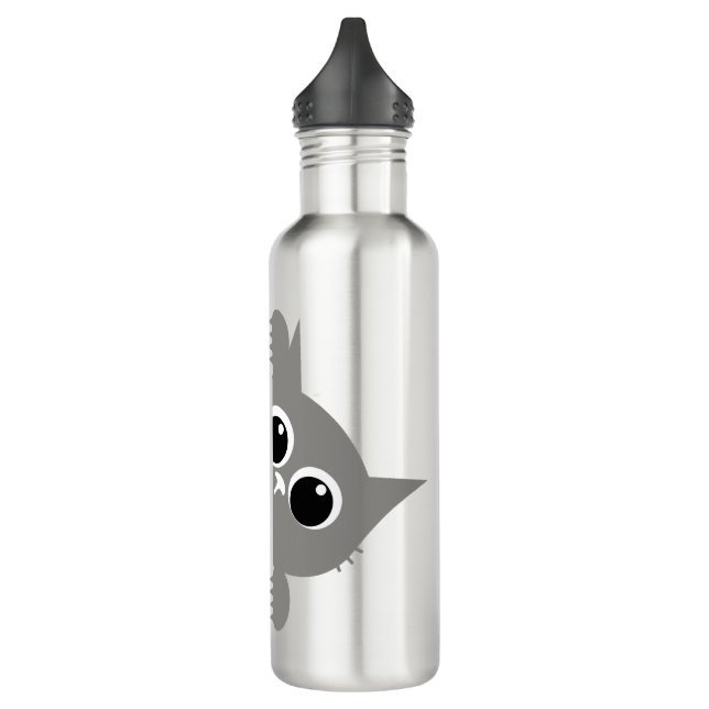 Botella De Agua Cute Gray Peeking Cat Design Water Bottle (Izquierda)