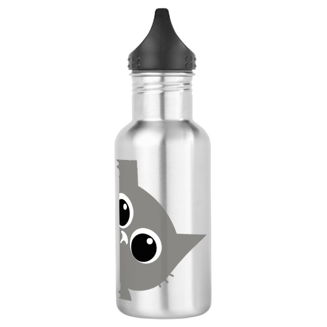 Botella De Agua Cute Gray Peeking Cat Design Water Bottle (Izquierda)