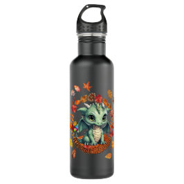 Botella De Agua Cute Green Dragon “Autism Awesome Autumn” Design