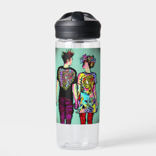 Botella De Agua Cute Grunge Punk Rock Pareja Enamorada