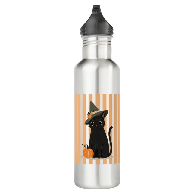 Botella De Agua Cute Halloween Black Cat with Witch Hat Pumpkin (Derecha)