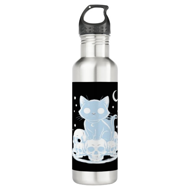 Botella De Agua Cute Halloween Kitten Cat Gothic Aesthetic Essenti (Anverso)