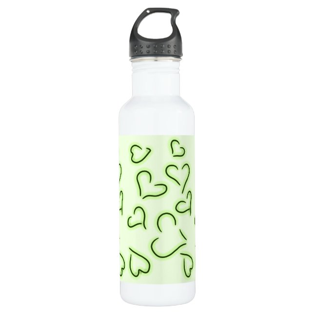 Botella De Agua Cute Hearts Green (Anverso)