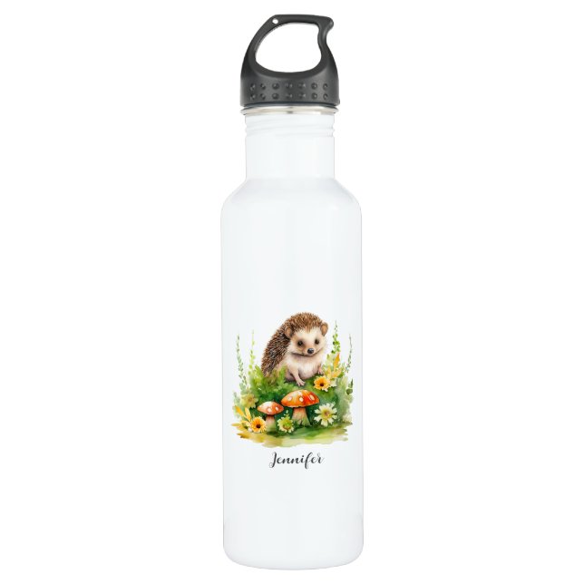 Botella De Agua Cute Hedgehog personalizado (Anverso)